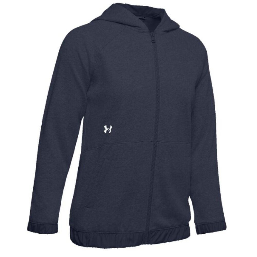 Women's Navy Blue Under Armour Hustle Fleece Full Zip Hoodie